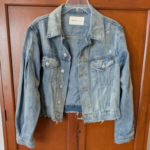 Mustard Seed Light Blue Distressed Denim Jean Jacket Size Medium